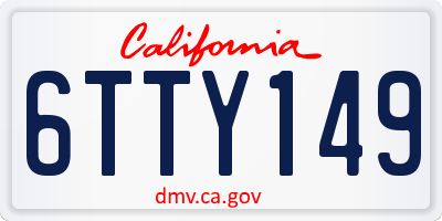 CA license plate 6TTY149