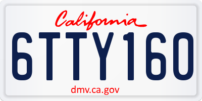 CA license plate 6TTY160