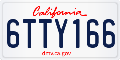 CA license plate 6TTY166