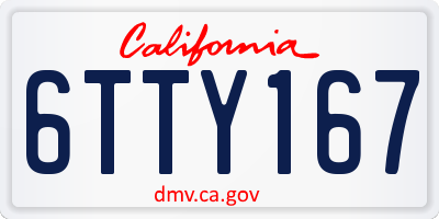 CA license plate 6TTY167