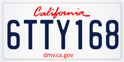 CA license plate 6TTY168