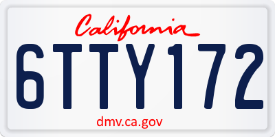 CA license plate 6TTY172