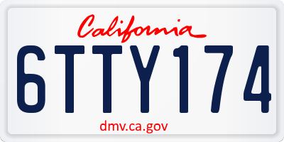 CA license plate 6TTY174