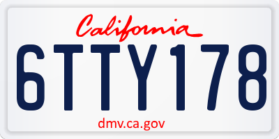 CA license plate 6TTY178
