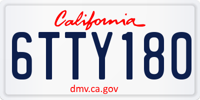 CA license plate 6TTY180
