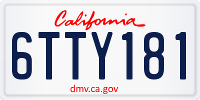CA license plate 6TTY181