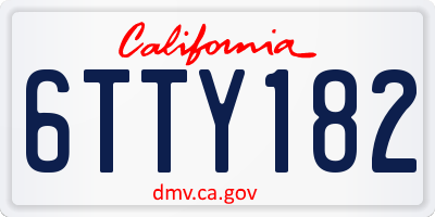 CA license plate 6TTY182