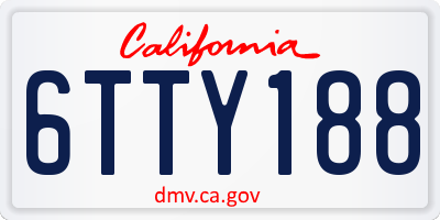 CA license plate 6TTY188