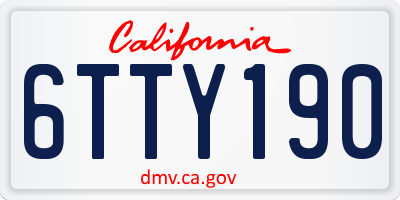 CA license plate 6TTY190