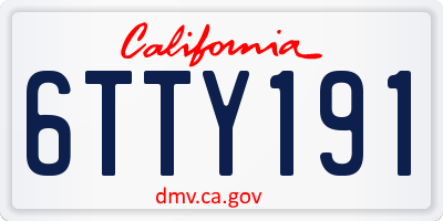 CA license plate 6TTY191