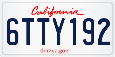 CA license plate 6TTY192