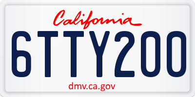 CA license plate 6TTY200