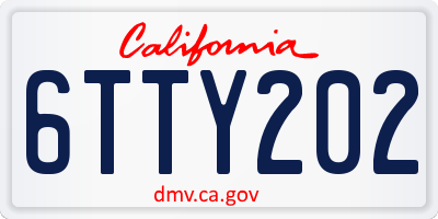 CA license plate 6TTY202