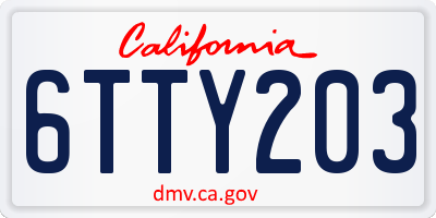 CA license plate 6TTY203