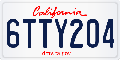 CA license plate 6TTY204