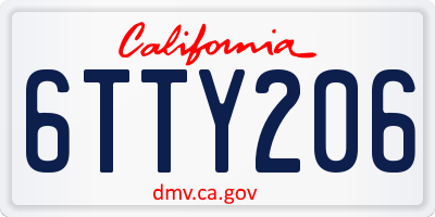 CA license plate 6TTY206