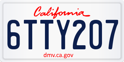 CA license plate 6TTY207