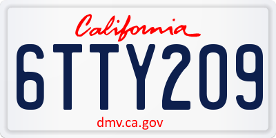 CA license plate 6TTY209