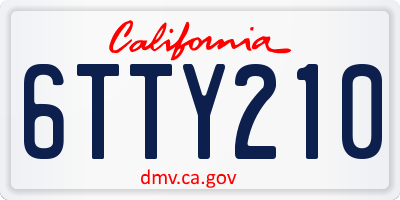 CA license plate 6TTY210