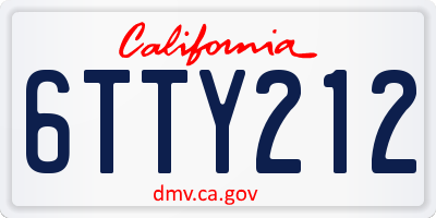 CA license plate 6TTY212