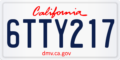CA license plate 6TTY217