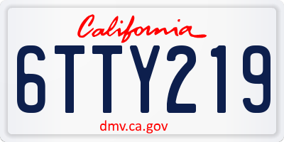 CA license plate 6TTY219