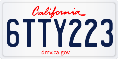 CA license plate 6TTY223