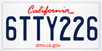 CA license plate 6TTY226