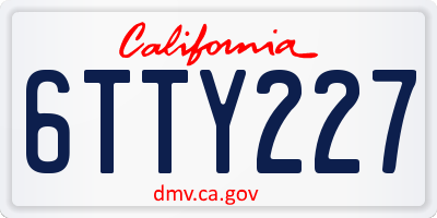 CA license plate 6TTY227