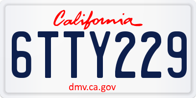 CA license plate 6TTY229