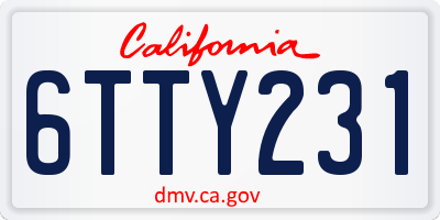 CA license plate 6TTY231