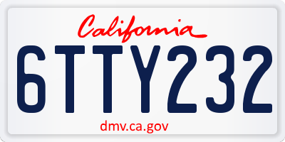 CA license plate 6TTY232