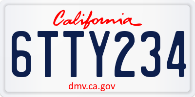 CA license plate 6TTY234