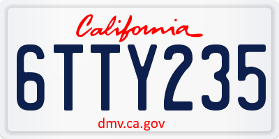 CA license plate 6TTY235