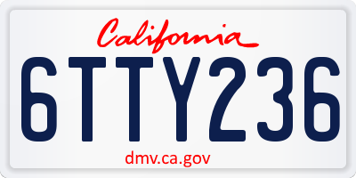 CA license plate 6TTY236