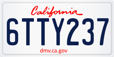 CA license plate 6TTY237
