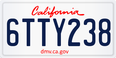 CA license plate 6TTY238