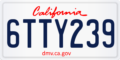 CA license plate 6TTY239