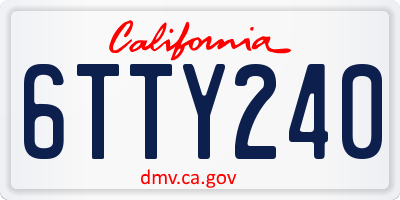 CA license plate 6TTY240