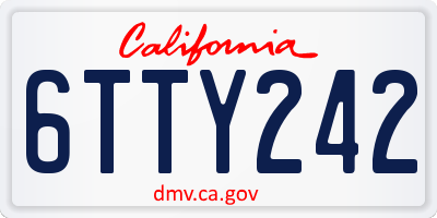CA license plate 6TTY242