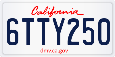 CA license plate 6TTY250