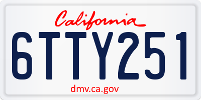 CA license plate 6TTY251