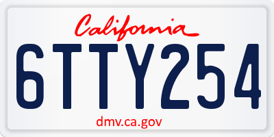 CA license plate 6TTY254