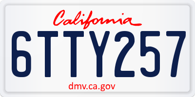 CA license plate 6TTY257