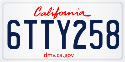 CA license plate 6TTY258