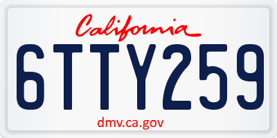 CA license plate 6TTY259