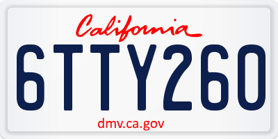 CA license plate 6TTY260