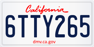 CA license plate 6TTY265