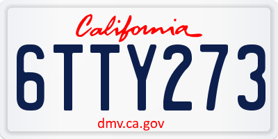 CA license plate 6TTY273