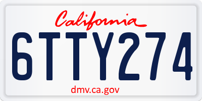 CA license plate 6TTY274